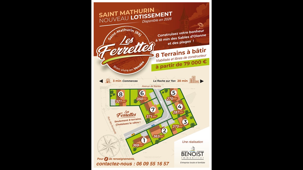 Saint Mathurin : Terrain à vendre , Lotissement "les Ferrettes"