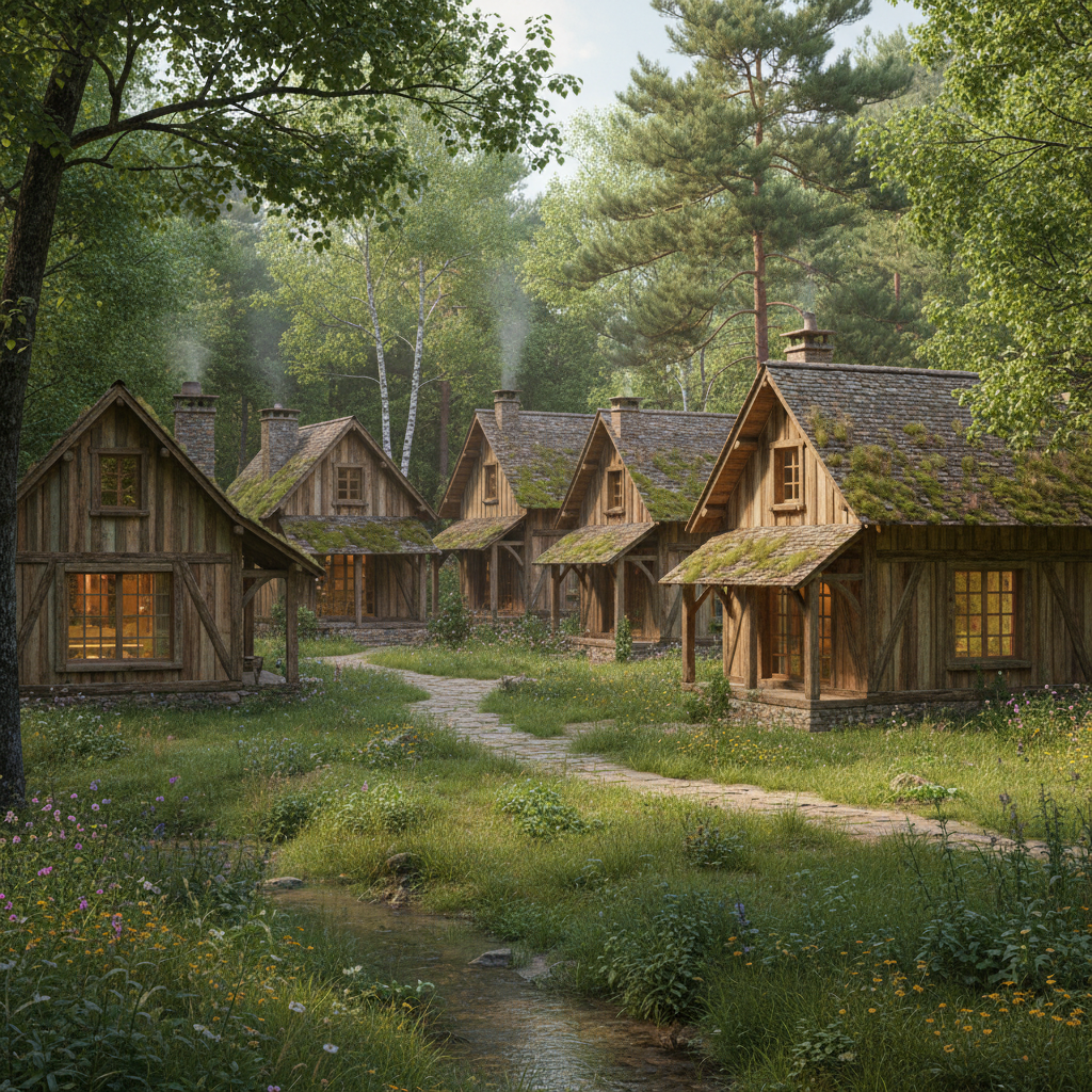 découvrez sept maisons en bois à barbizon, conçues pour s'intégrer harmonieusement dans leur environnement naturel, alliant confort et respect de la nature.