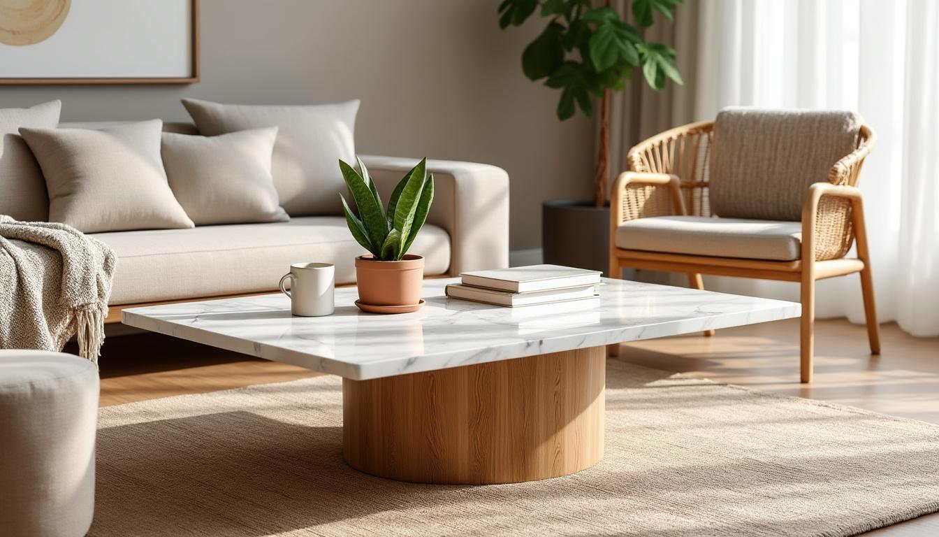 découvrez des idées déco avec une table basse blanc et bois pour créer un intérieur chaleureux et convivial, alliant élégance et naturel.
