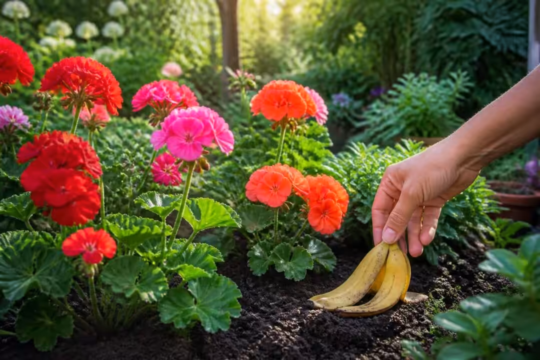 découvrez comment un geste simple, jeter une peau de banane chaque jour, a transformé mes géraniums en une explosion florale spectaculaire. astuces naturelles pour un jardin épanoui.